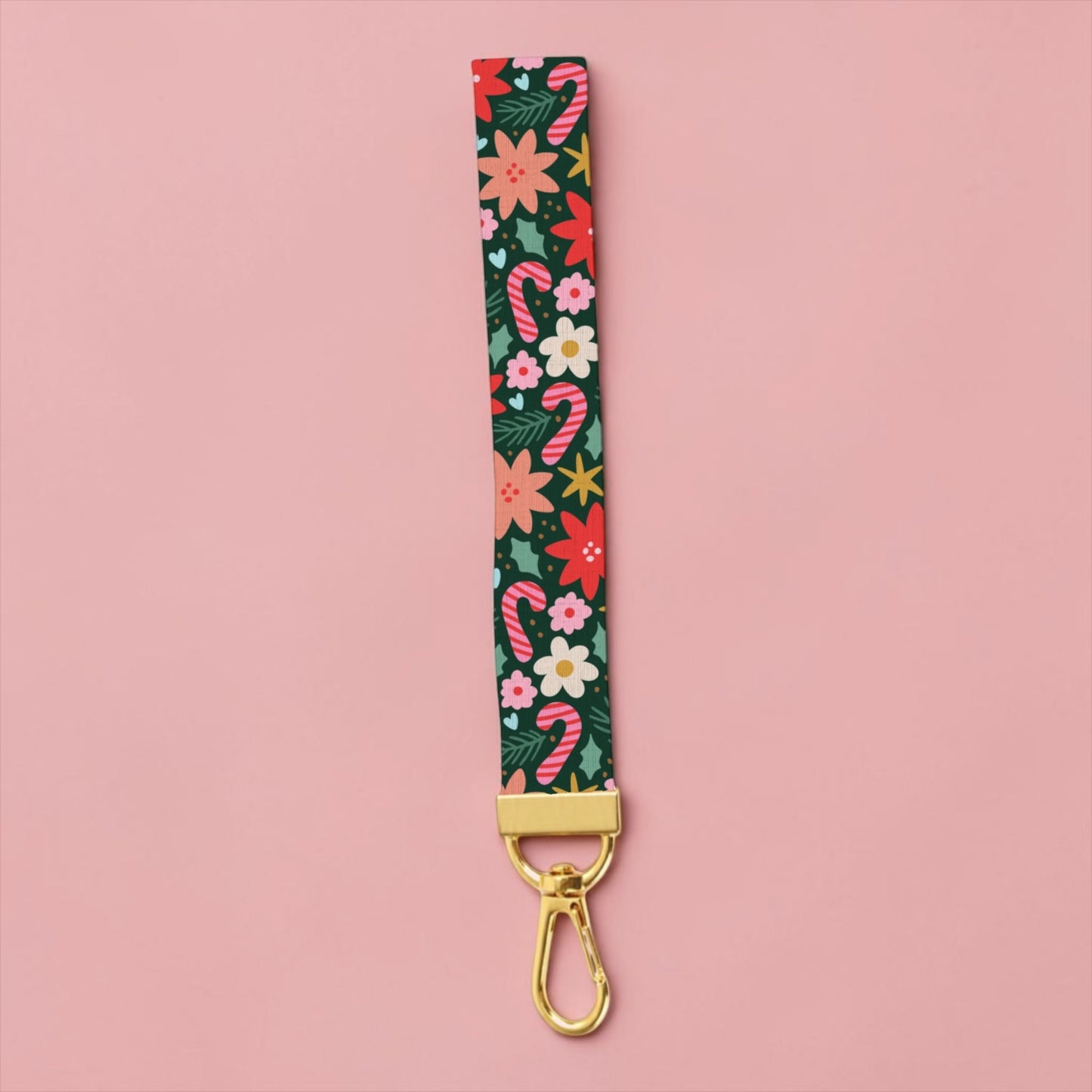 Chic Christmas Lanyard Wristlet Keychain