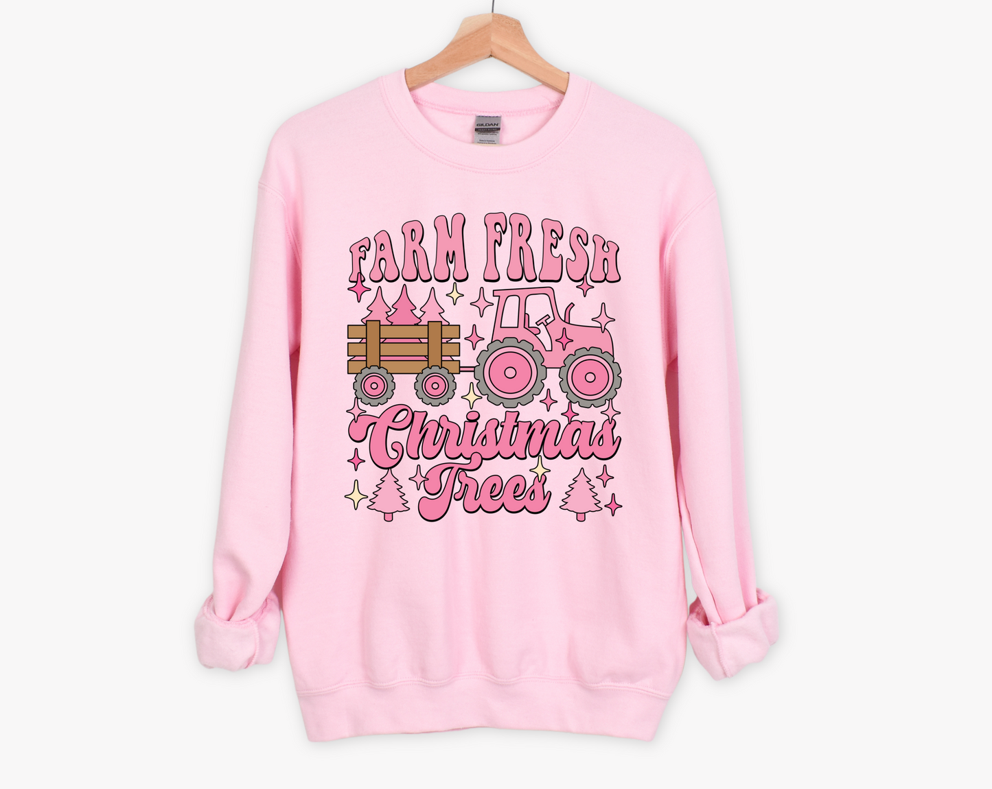 Farm Fresh Christmas Trees Pink Sweatshirt
