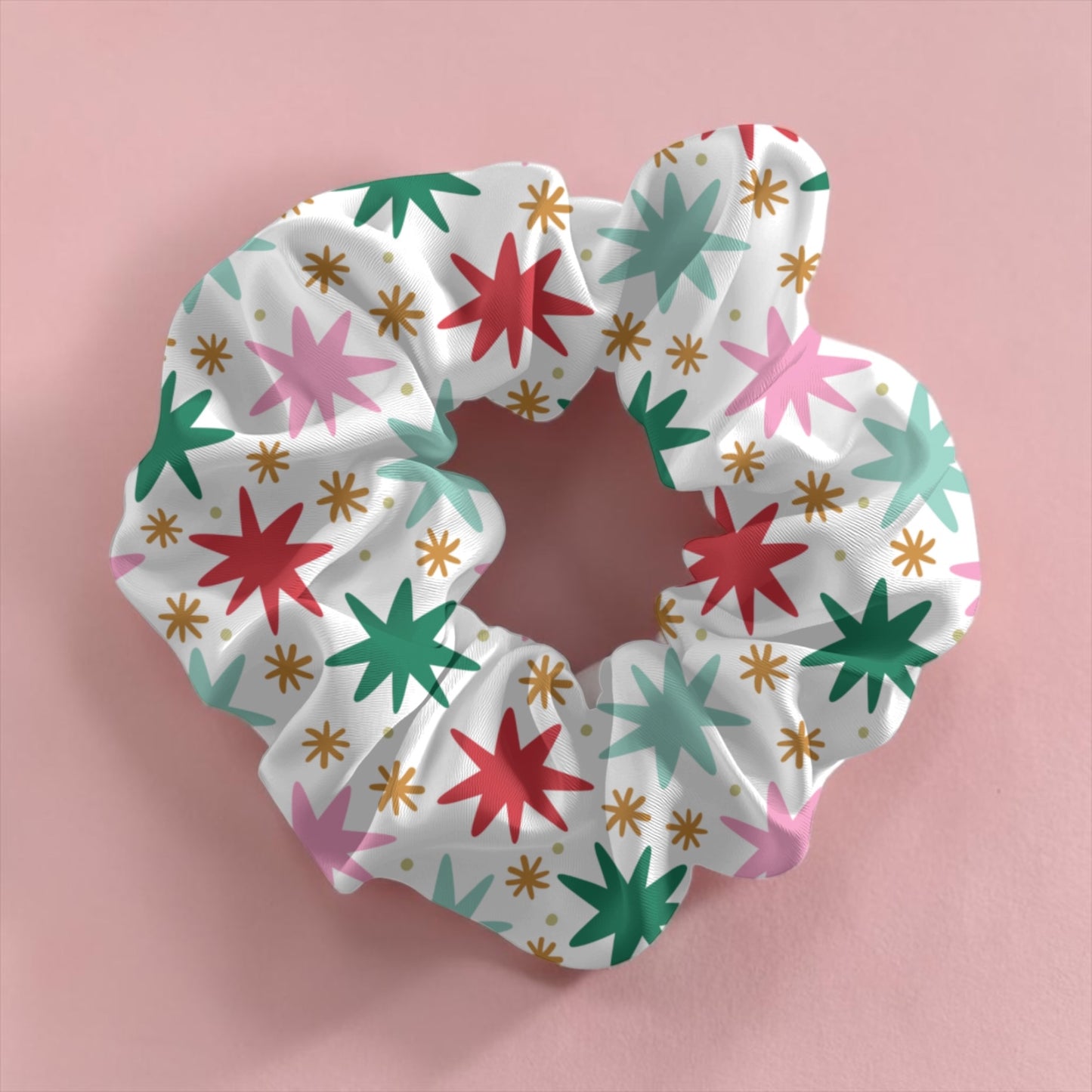 Christmas Stars Satin Scrunchie