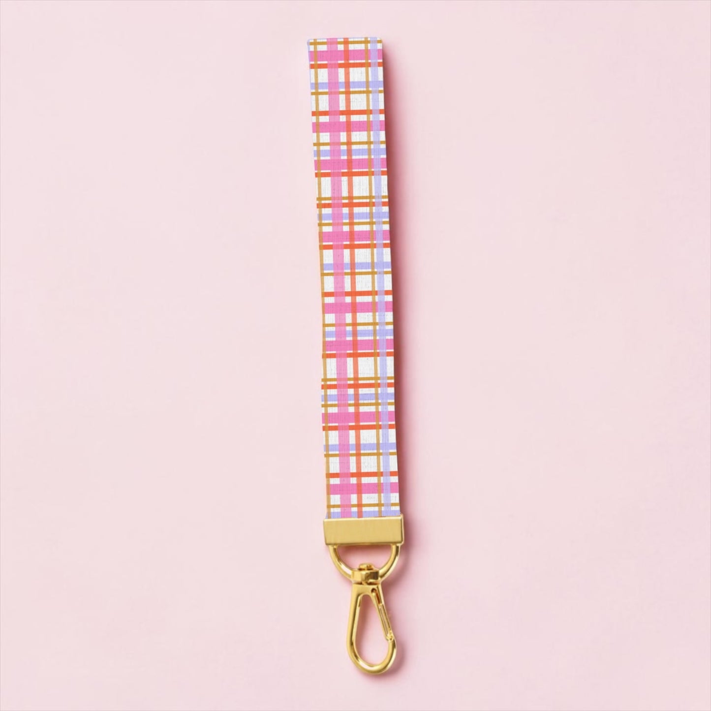 Retro Plaid Lanyard Wristlet