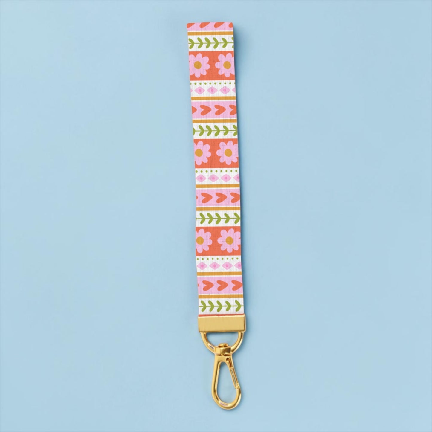 Striped Florals Lanyard Wristlet