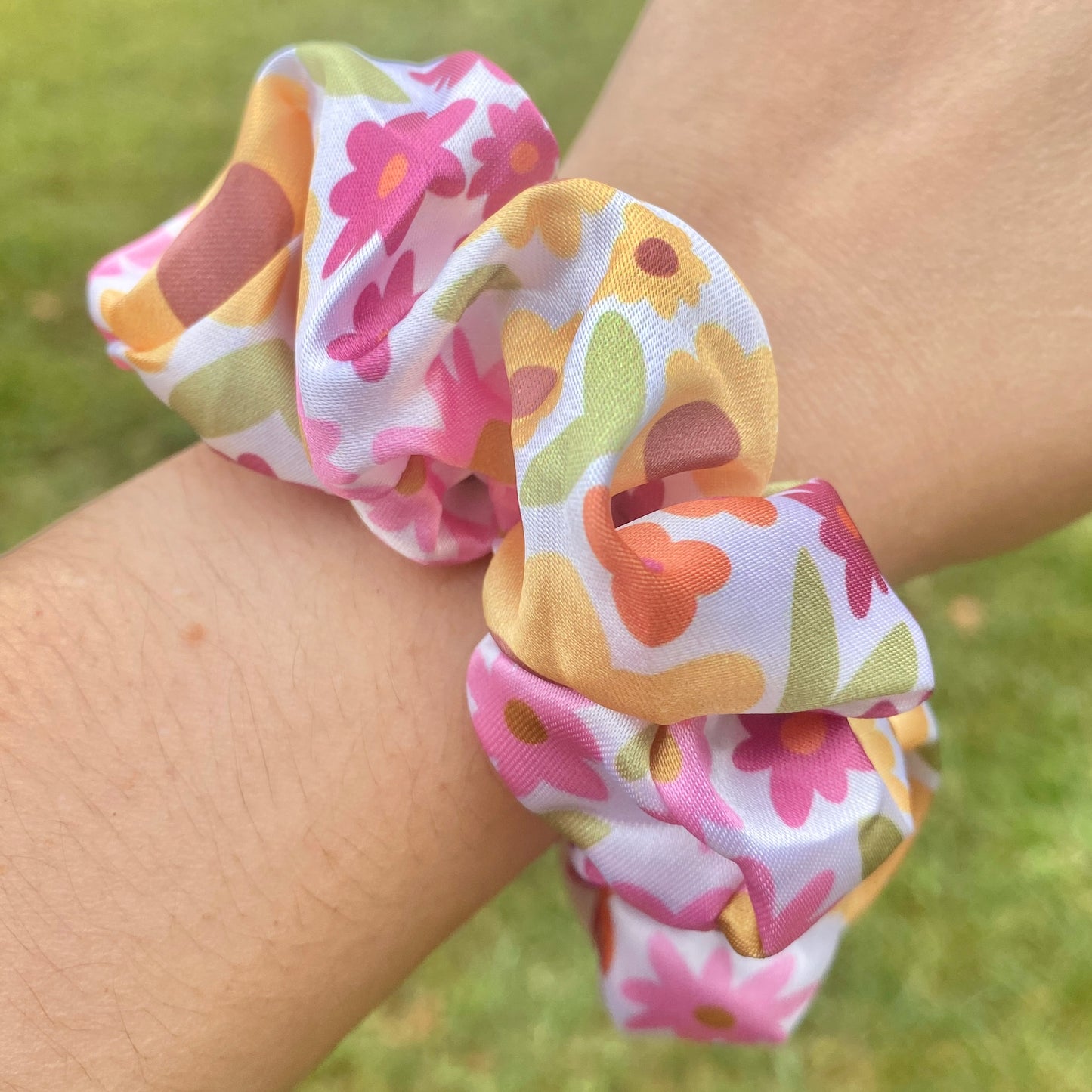 Fallin’ Florals Satin Scrunchie