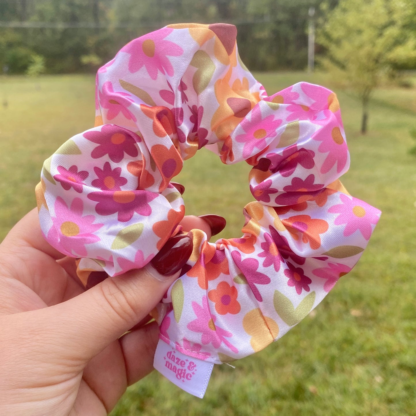 Fallin’ Florals Satin Scrunchie