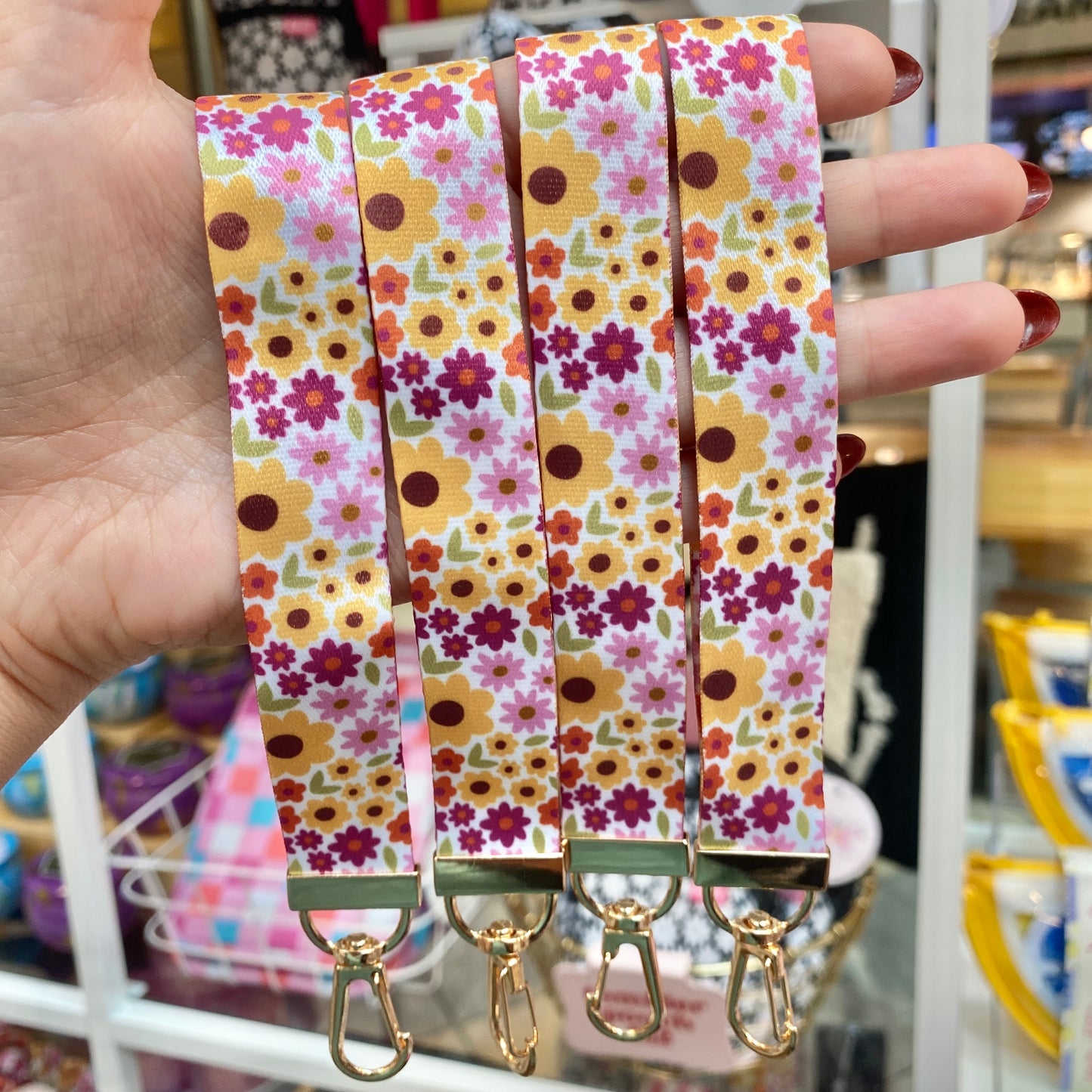 Fallin’ Florals Lanyard Wristlet Keychain
