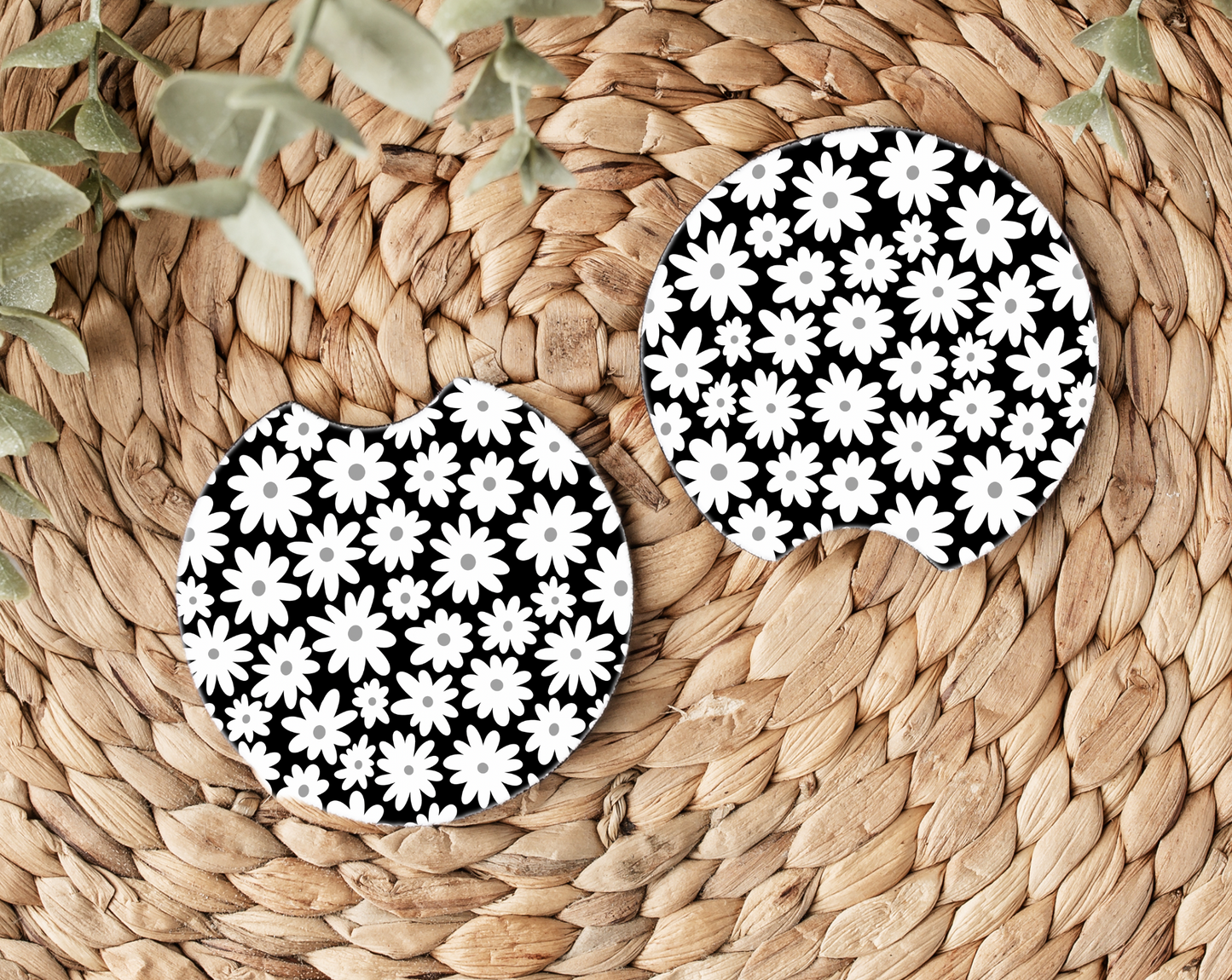 Daisy Daze Neoprene Car Coasters - Set of 2