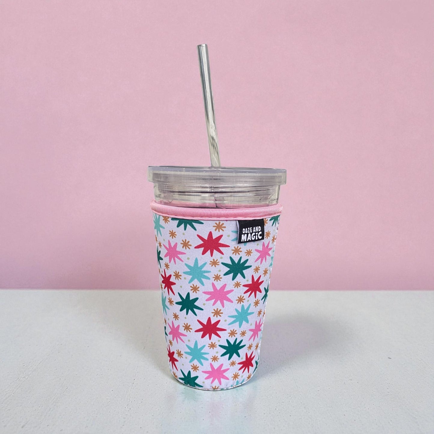 Christmas Stars Iced Coffee Cup Cover
