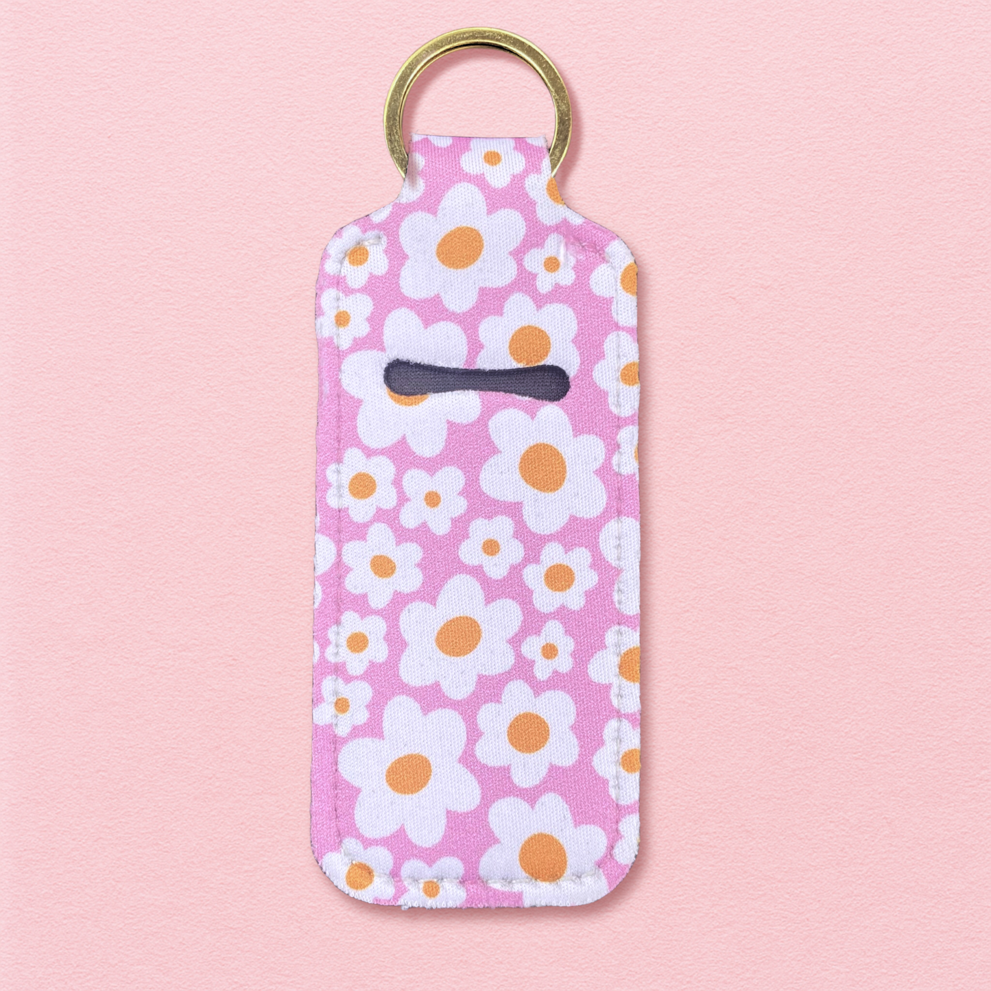 Pink Daisy Chapstick Keychain