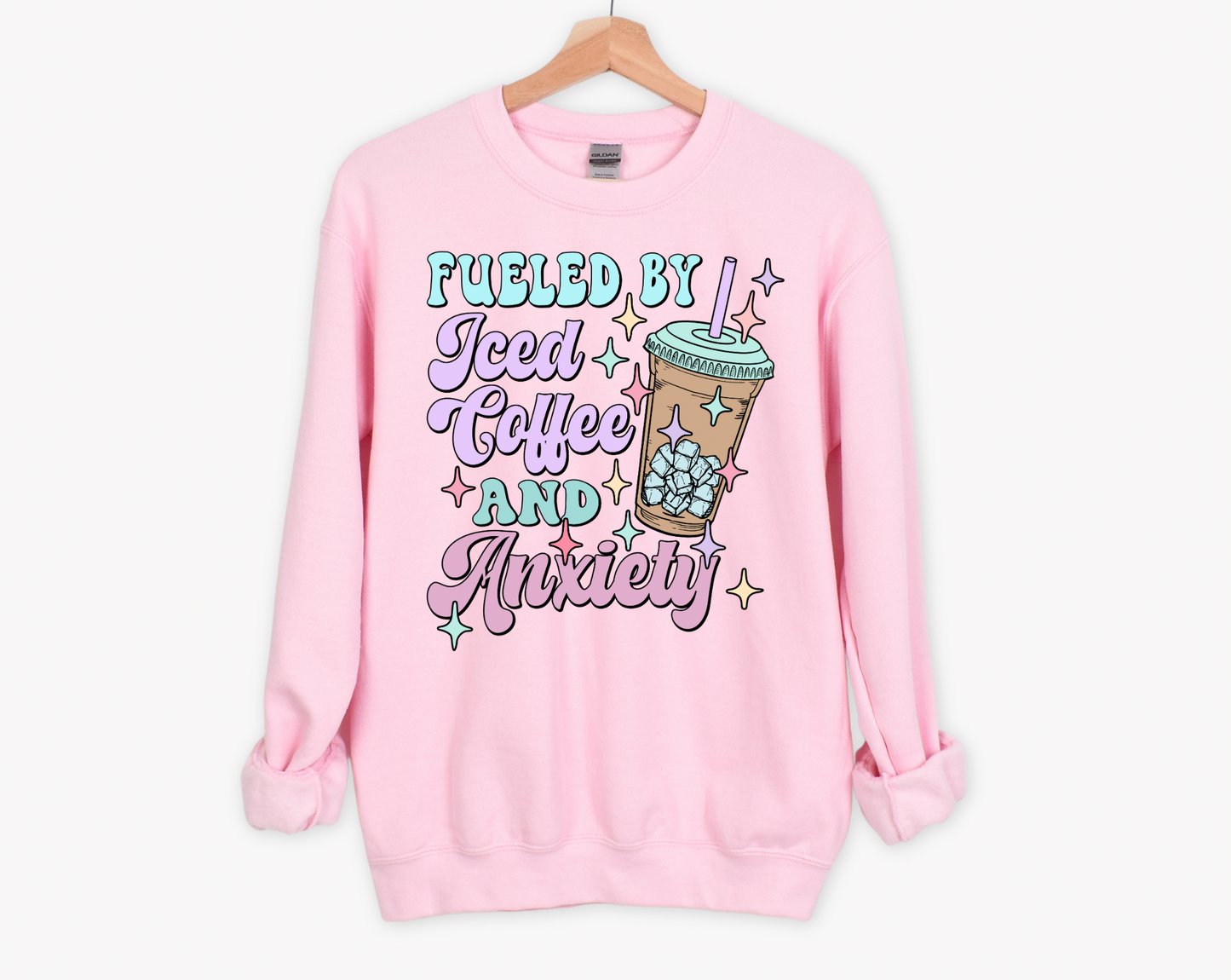 Iced Coffee And Anxiety Pink Sweatshirt