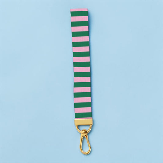 Pink & Green Lanyard Wristlet Keychain