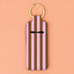 Pink Mocha Stripes Chapstick Keychain