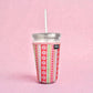Striped Florals coffee sleeve 24oz on clear plastic cup