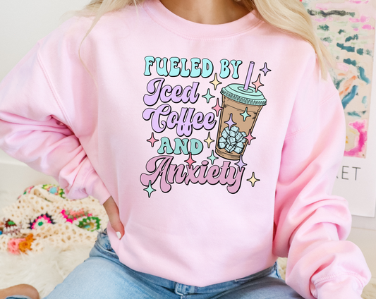 Iced Coffee And Anxiety Pink Sweatshirt