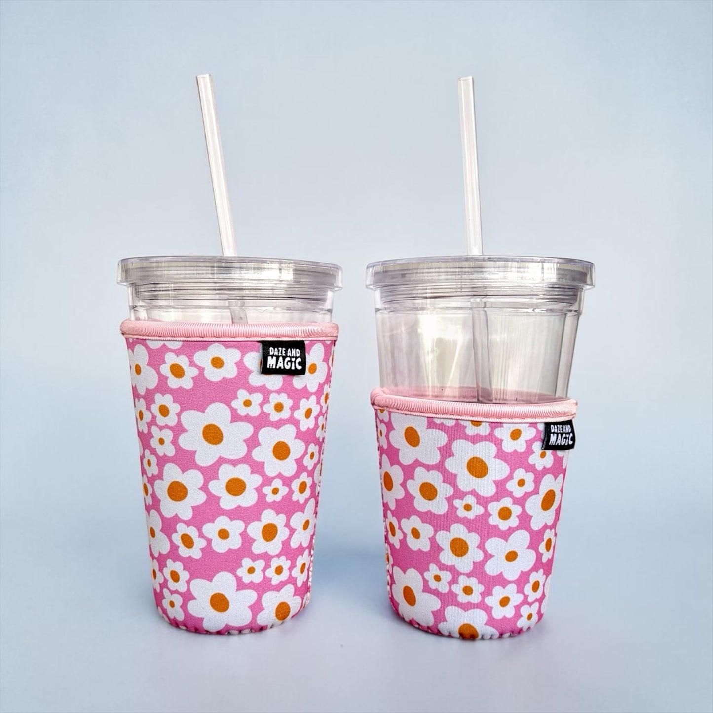 Pink Daisy Iced Coffee Cup Cover