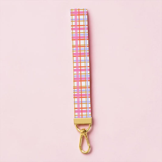 Retro Plaid Lanyard Wristlet