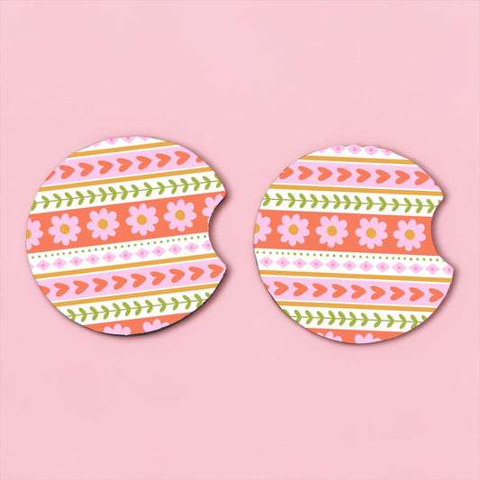 Striped Florals Car Coasters