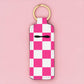 Pink Checkered Chapstick Keychain