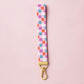 Pastel Checkered Lanyard Wristlet Keychain