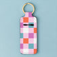 Pastel Checkered Chapstick Holder Keychain