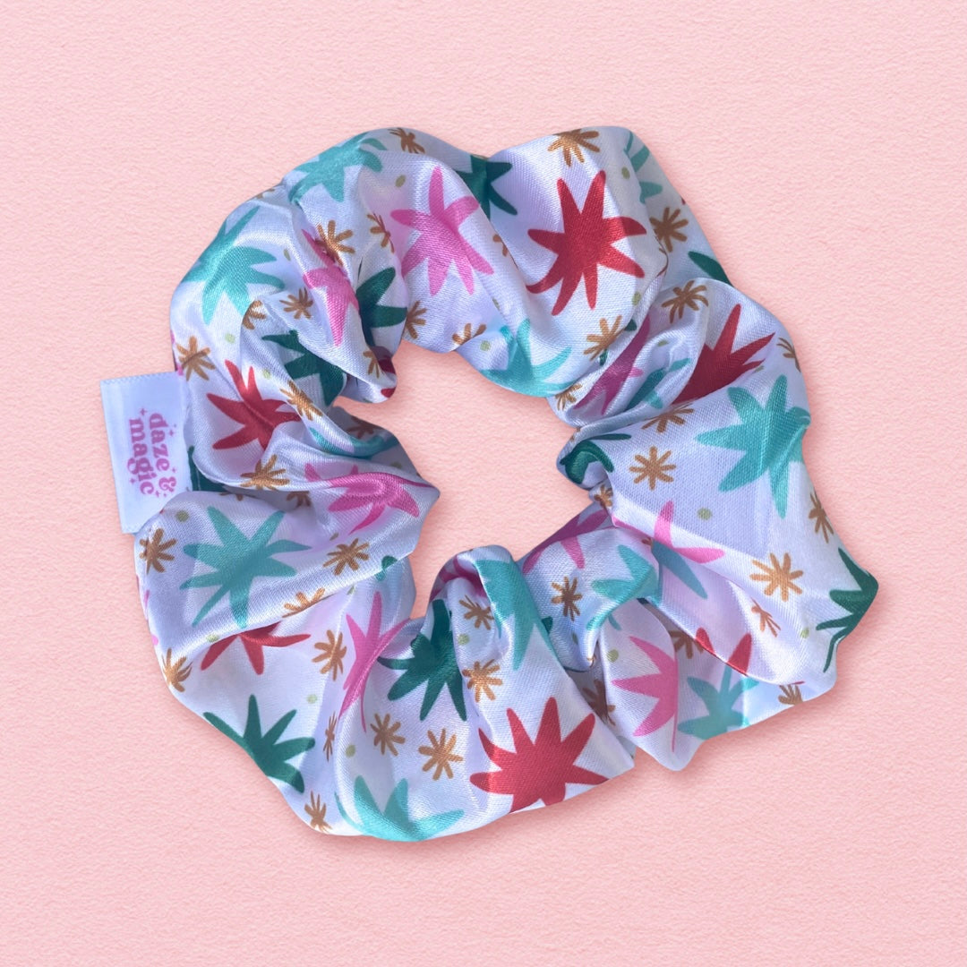 Christmas Stars Satin Scrunchie