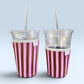 Pink Mocha Stripes Iced Coffee Cup Cover