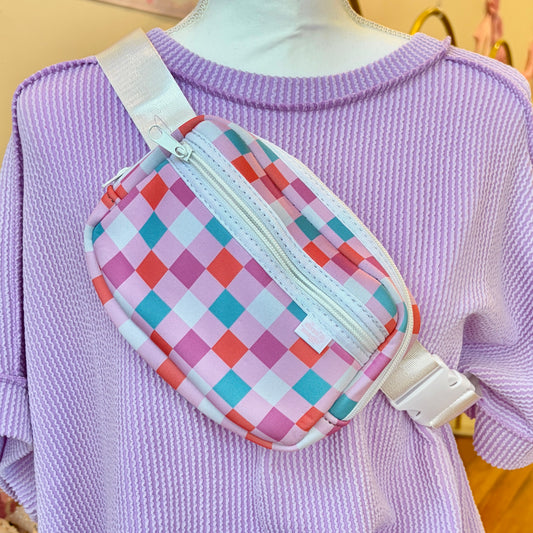 Pastel Checkered Belt Bag