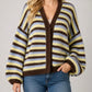Chunky Striped Open-Front Cardigan