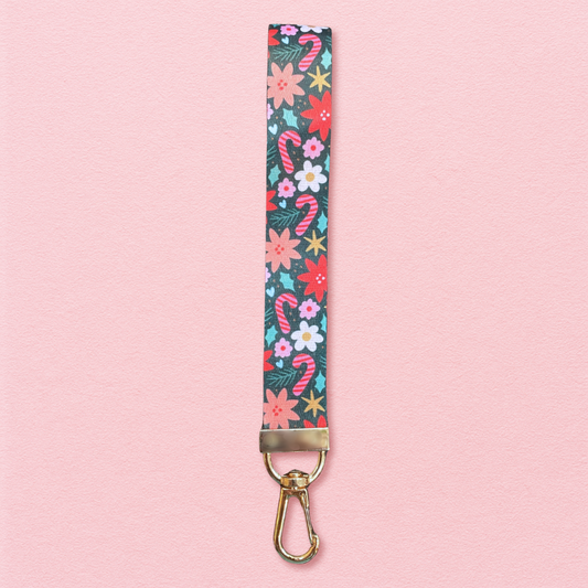 Chic Christmas Lanyard Wristlet Keychain
