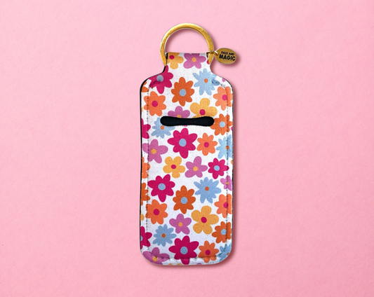 Sunset Blooms Lip Balm Keychain Holder