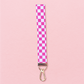Pink Checkered Lanyard Wristlet