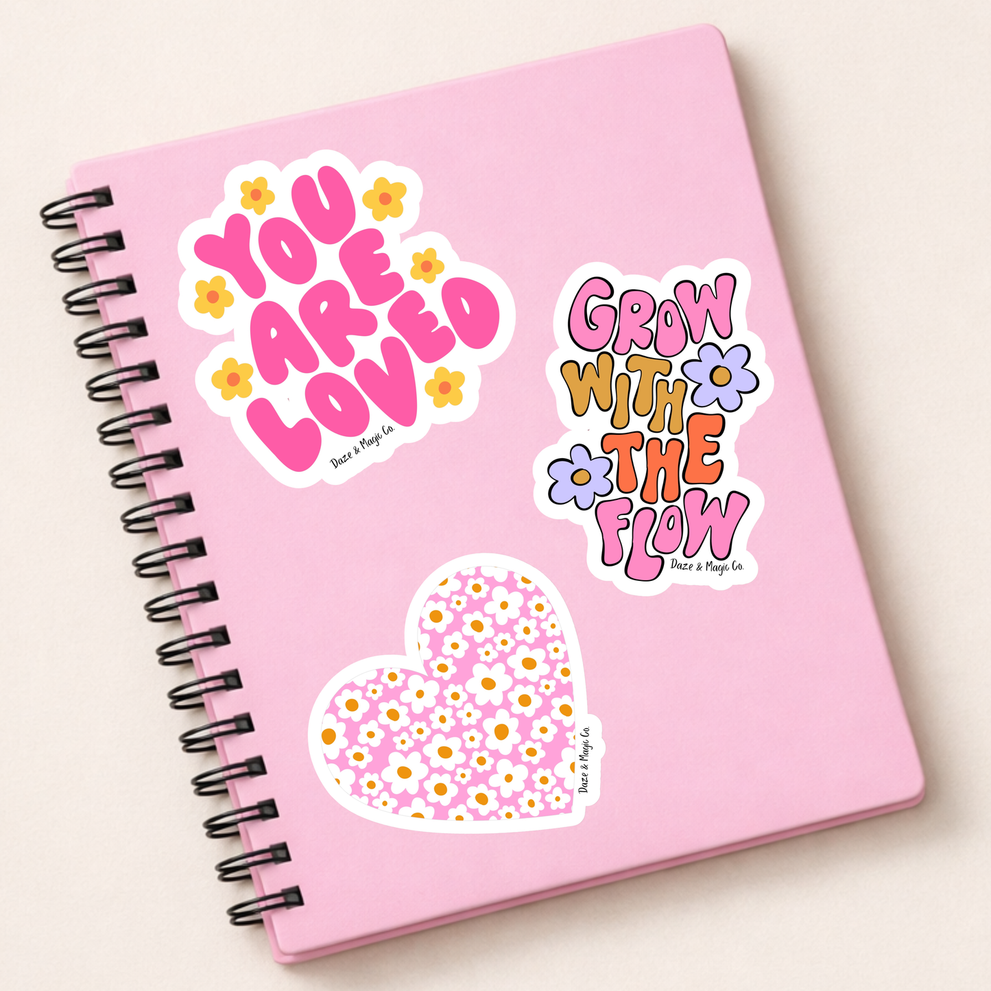 Pink Daisy Heart Sticker